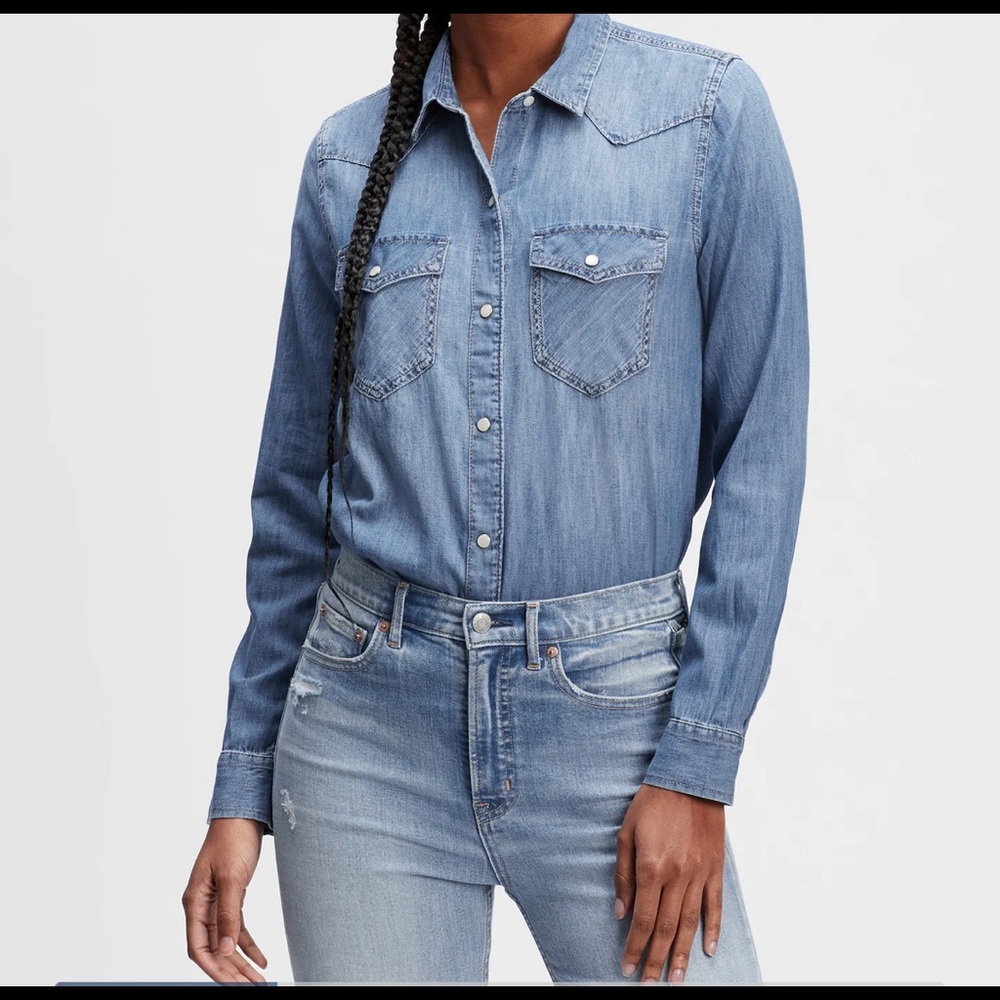 Gap Western Shirt in Medium Indego